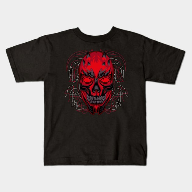 skull head arts Kids T-Shirt by SHINIGAMII